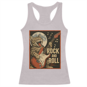 Funny Rock And Roll Racerback Tank Top Cat Playing Electric Guitar Music Lover TS12 Ice Gray Print Your Wear