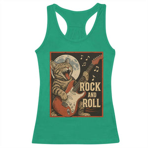 Funny Rock And Roll Racerback Tank Top Cat Playing Electric Guitar Music Lover TS12 Irish Green Print Your Wear