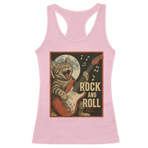 Funny Rock And Roll Racerback Tank Top Cat Playing Electric Guitar Music Lover TS12 Light Pink Print Your Wear