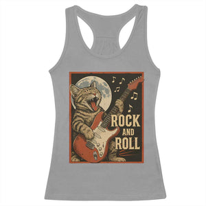 Funny Rock And Roll Racerback Tank Top Cat Playing Electric Guitar Music Lover TS12 Sport Gray Print Your Wear