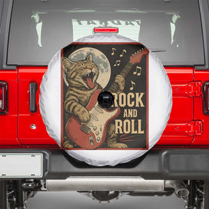 Funny Rock And Roll Spare Tire Cover Cat Playing Electric Guitar Music Lover TS12 White Print Your Wear