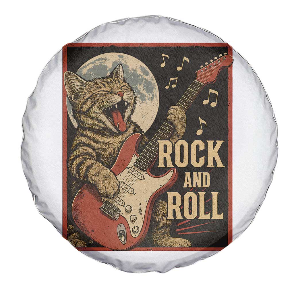 Funny Rock And Roll Spare Tire Cover Cat Playing Electric Guitar Music Lover TS12 Print Your Wear