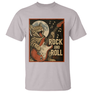 Funny Rock And Roll T Shirt Cat Playing Electric Guitar Music Lover TS12 Ice Gray Print Your Wear