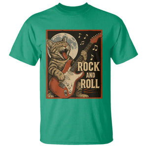 Funny Rock And Roll T Shirt Cat Playing Electric Guitar Music Lover TS12 Irish Green Print Your Wear