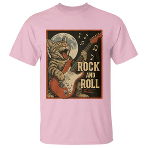 Funny Rock And Roll T Shirt Cat Playing Electric Guitar Music Lover TS12 Light Pink Print Your Wear