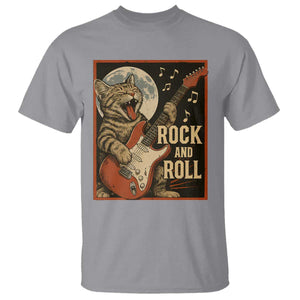 Funny Rock And Roll T Shirt Cat Playing Electric Guitar Music Lover TS12 Sport Gray Print Your Wear
