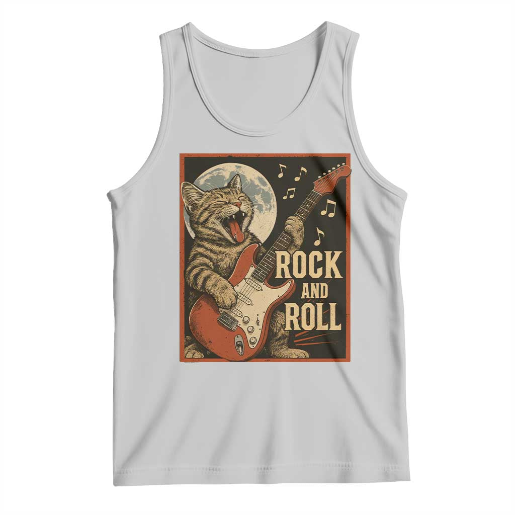 Funny Rock And Roll Tank Top Cat Playing Electric Guitar Music Lover TS12 Ash Print Your Wear
