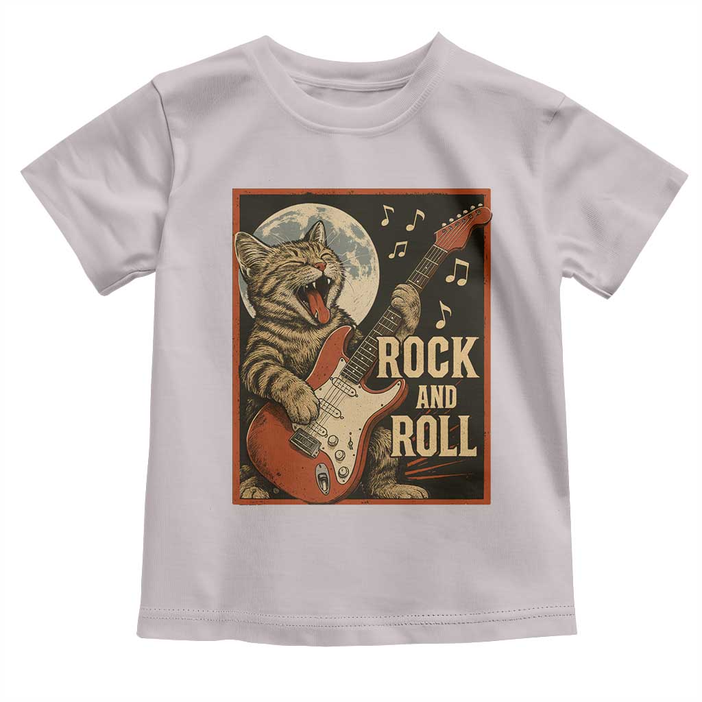 Funny Rock And Roll Toddler T Shirt Cat Playing Electric Guitar Music Lover TS12 Ice Gray Print Your Wear