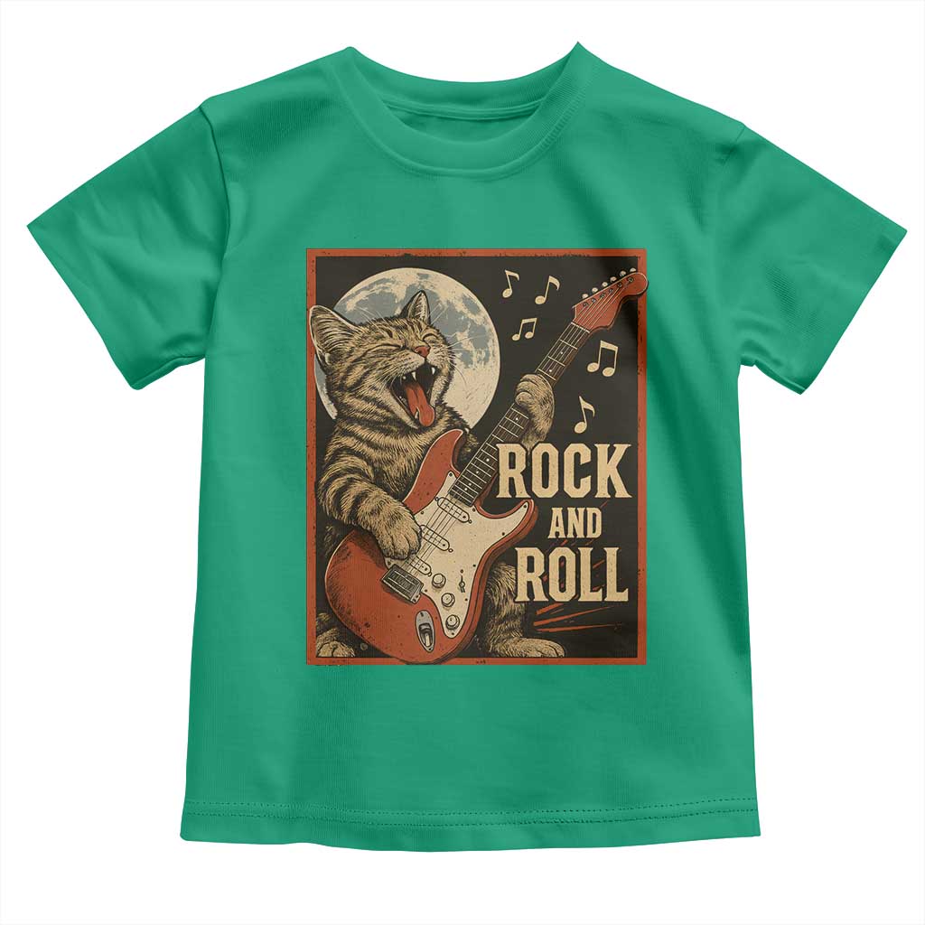 Funny Rock And Roll Toddler T Shirt Cat Playing Electric Guitar Music Lover TS12 Irish Green Print Your Wear