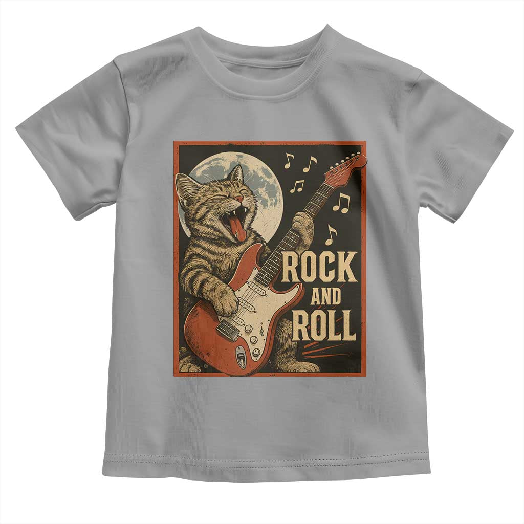 Funny Rock And Roll Toddler T Shirt Cat Playing Electric Guitar Music Lover TS12 Sport Gray Print Your Wear