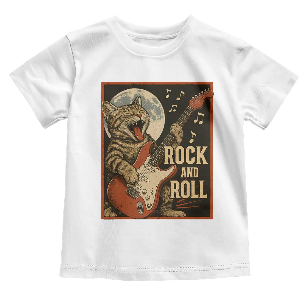 Funny Rock And Roll Toddler T Shirt Cat Playing Electric Guitar Music Lover TS12 White Print Your Wear
