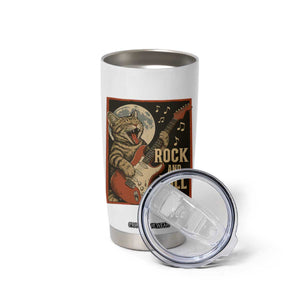 Funny Rock And Roll Tumbler Cup Cat Playing Electric Guitar Music Lover TS12 Print Your Wear