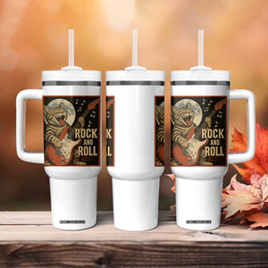 Funny Rock And Roll Tumbler With Handle Cat Playing Electric Guitar Music Lover TS12 Print Your Wear