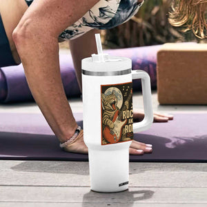 Funny Rock And Roll Tumbler With Handle Cat Playing Electric Guitar Music Lover TS12 Print Your Wear