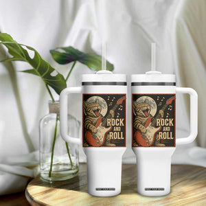 Funny Rock And Roll Tumbler With Handle Cat Playing Electric Guitar Music Lover TS12 Print Your Wear