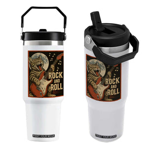 Funny Rock And Roll Flip Straw Tumbler Cat Playing Electric Guitar Music Lover TS12 One Size: 30 oz White Print Your Wear