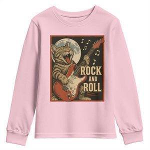 Funny Rock And Roll Youth Sweatshirt Cat Playing Electric Guitar Music Lover TS12 Light Pink Print Your Wear