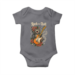 Funny Rock Star Cat Playing Electric Guitar Baby Onesie Music Lover TS12 Charcoal Print Your Wear
