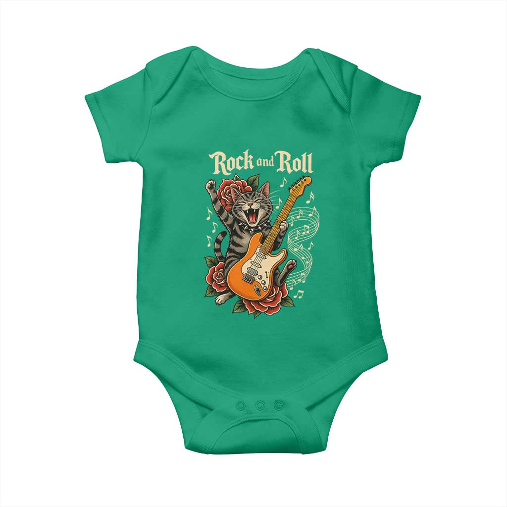 Funny Rock Star Cat Playing Electric Guitar Baby Onesie Music Lover TS12 Irish Green Print Your Wear