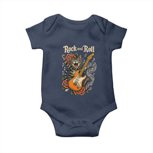 Funny Rock Star Cat Playing Electric Guitar Baby Onesie Music Lover TS12 Navy Print Your Wear