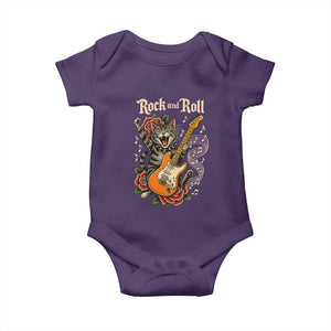 Funny Rock Star Cat Playing Electric Guitar Baby Onesie Music Lover TS12 Purple Print Your Wear