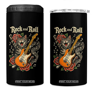 Funny Rock Star Cat Playing Electric Guitar 4 in 1 Can Cooler Tumbler Music Lover TS12 One Size: 16 oz Black Print Your Wear