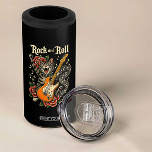 Funny Rock Star Cat Playing Electric Guitar 4 in 1 Can Cooler Tumbler Music Lover TS12 Print Your Wear