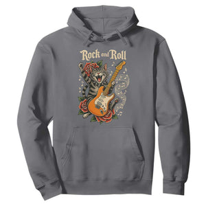 Funny Rock Star Cat Playing Electric Guitar Hoodie Music Lover TS12 Charcoal Print Your Wear