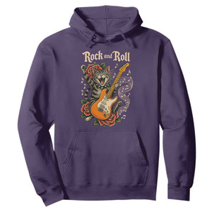 Funny Rock Star Cat Playing Electric Guitar Hoodie Music Lover TS12 Purple Print Your Wear
