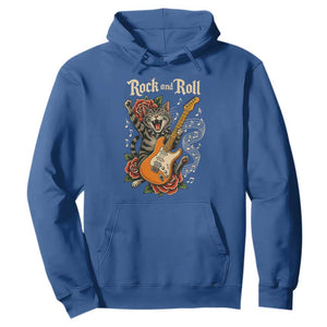 Funny Rock Star Cat Playing Electric Guitar Hoodie Music Lover TS12 Royal Blue Print Your Wear