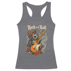 Funny Rock Star Cat Playing Electric Guitar Racerback Tank Top Music Lover TS12 Charcoal Print Your Wear