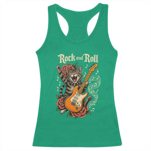 Funny Rock Star Cat Playing Electric Guitar Racerback Tank Top Music Lover TS12 Irish Green Print Your Wear