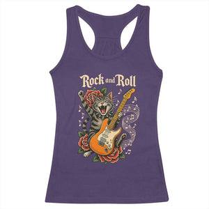 Funny Rock Star Cat Playing Electric Guitar Racerback Tank Top Music Lover TS12 Purple Print Your Wear