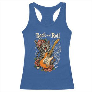 Funny Rock Star Cat Playing Electric Guitar Racerback Tank Top Music Lover TS12 Royal Blue Print Your Wear