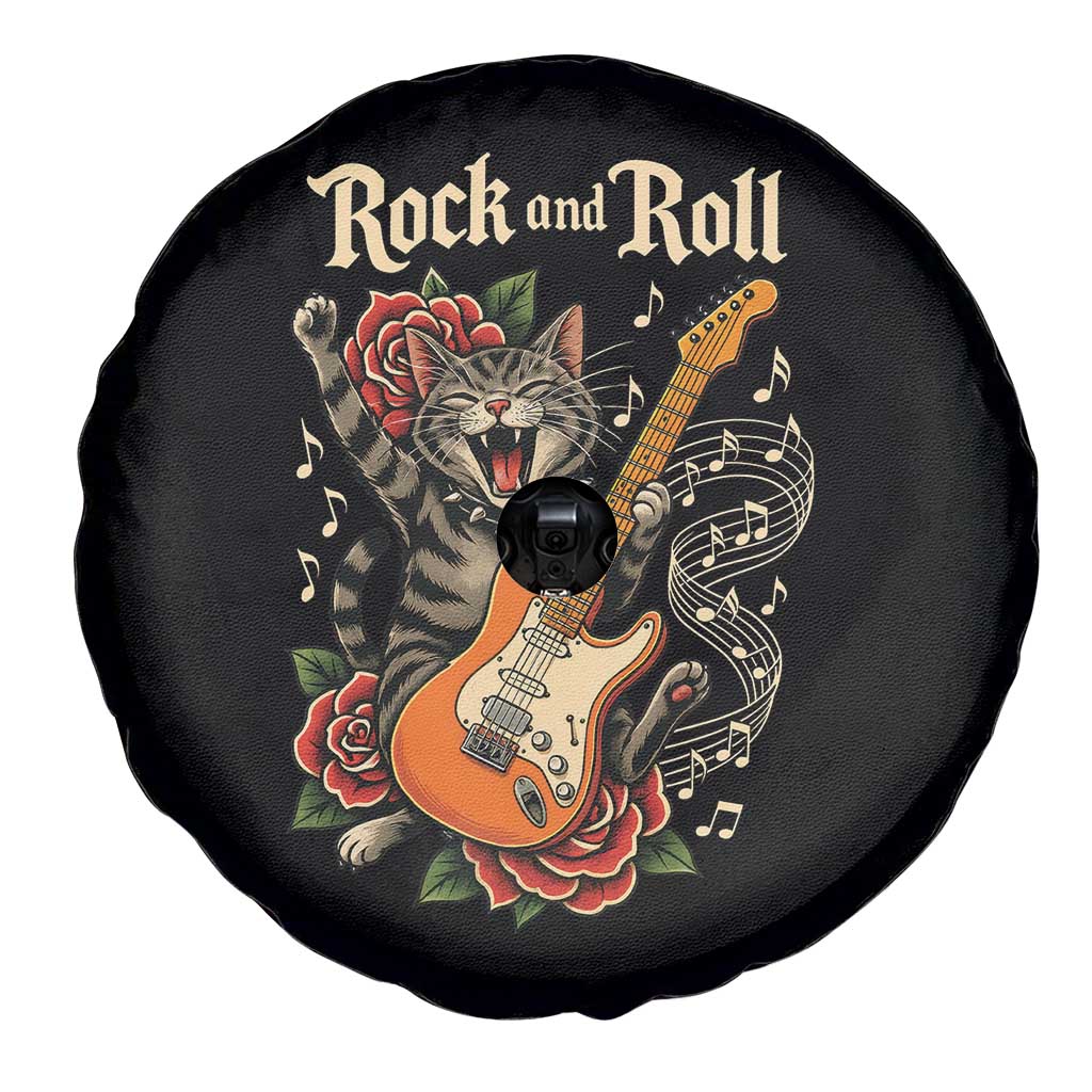 Funny Rock Star Cat Playing Electric Guitar Spare Tire Cover Music Lover TS12 Print Your Wear