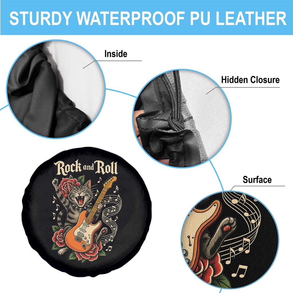 Funny Rock Star Cat Playing Electric Guitar Spare Tire Cover Music Lover TS12 Print Your Wear