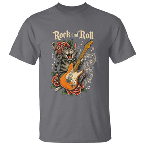 Funny Rock Star Cat Playing Electric Guitar T Shirt Music Lover TS12 Charcoal Print Your Wear