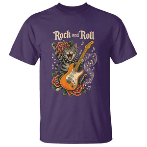 Funny Rock Star Cat Playing Electric Guitar T Shirt Music Lover TS12 Purple Print Your Wear
