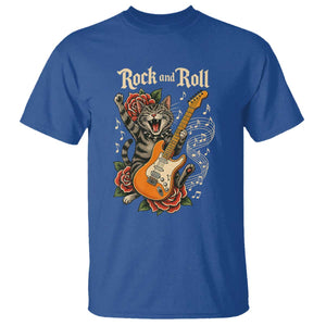 Funny Rock Star Cat Playing Electric Guitar T Shirt Music Lover TS12 Royal Blue Print Your Wear