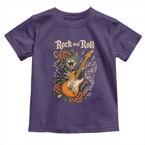 Funny Rock Star Cat Playing Electric Guitar Toddler T Shirt Music Lover TS12 Purple Print Your Wear