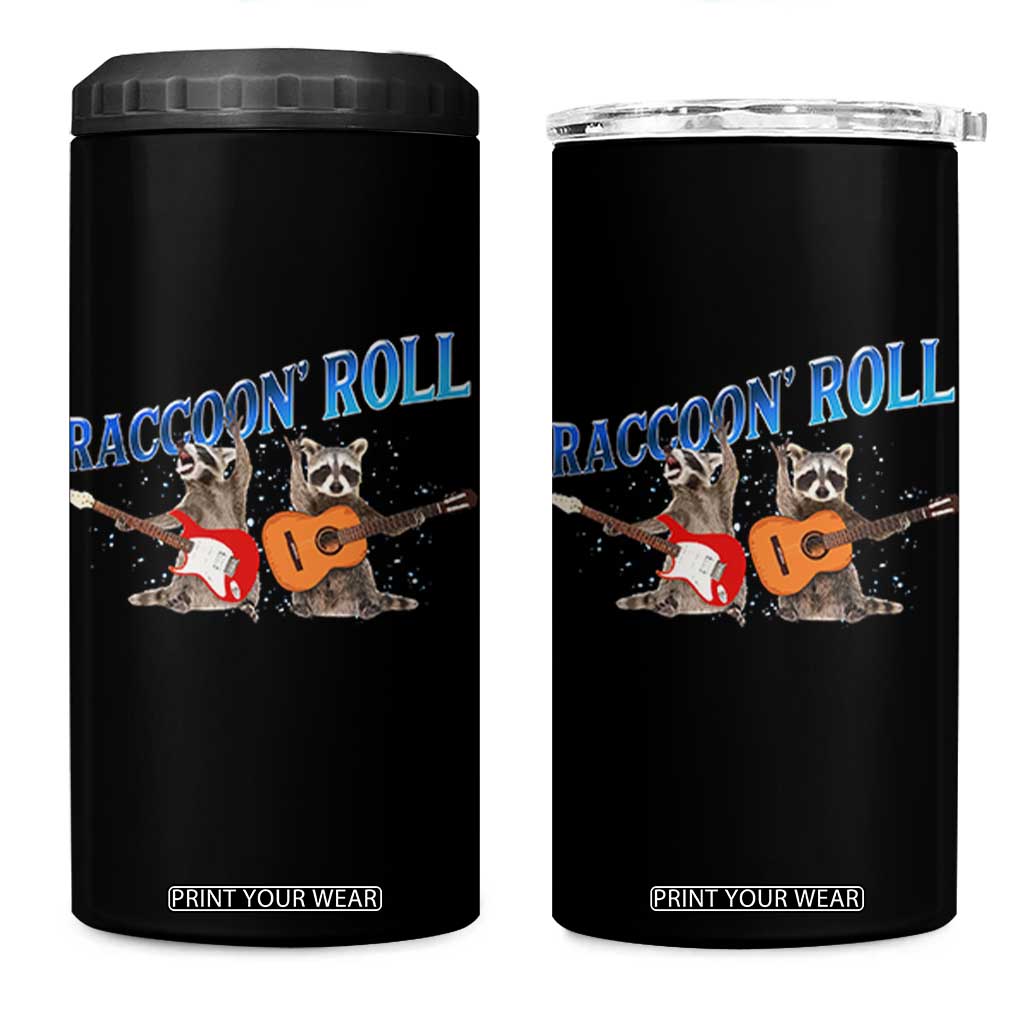 Raccoon Rock And Roll 4 in 1 Can Cooler Tumbler Funny Rock Band Playing Guitar Electric Music Lover TS12 One Size: 16 oz Black Print Your Wear