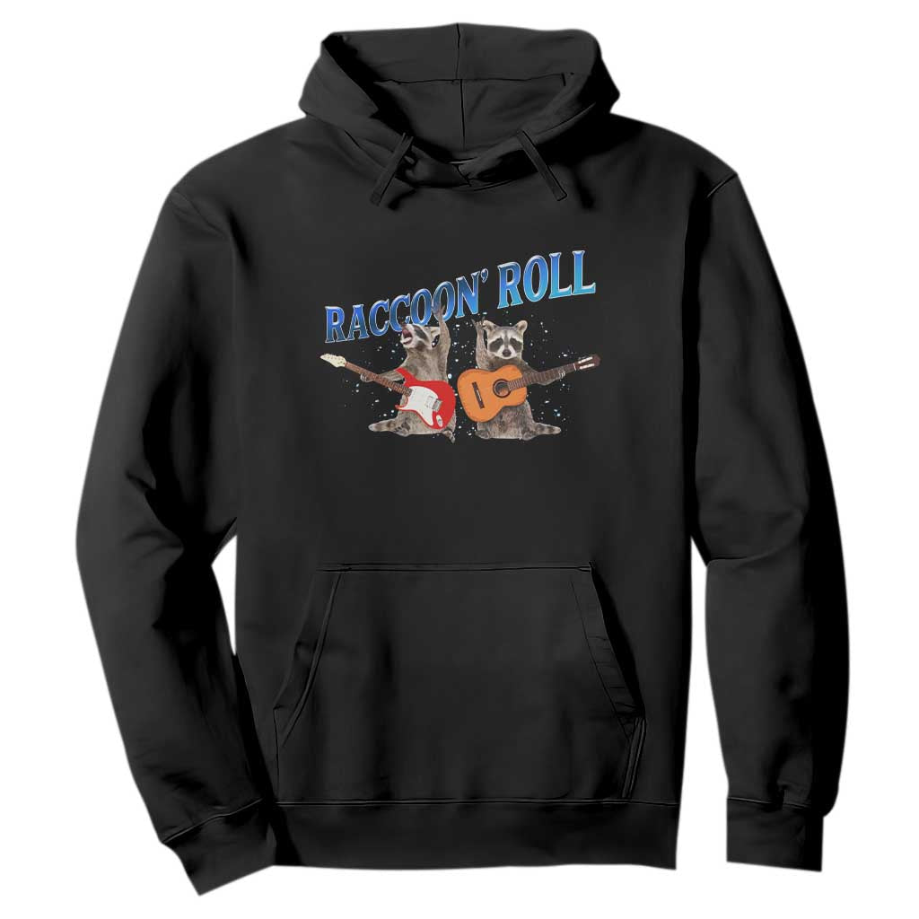 Raccoon Rock And Roll Hoodie Funny Rock Band Playing Guitar Electric Music Lover TS12 Black Print Your Wear