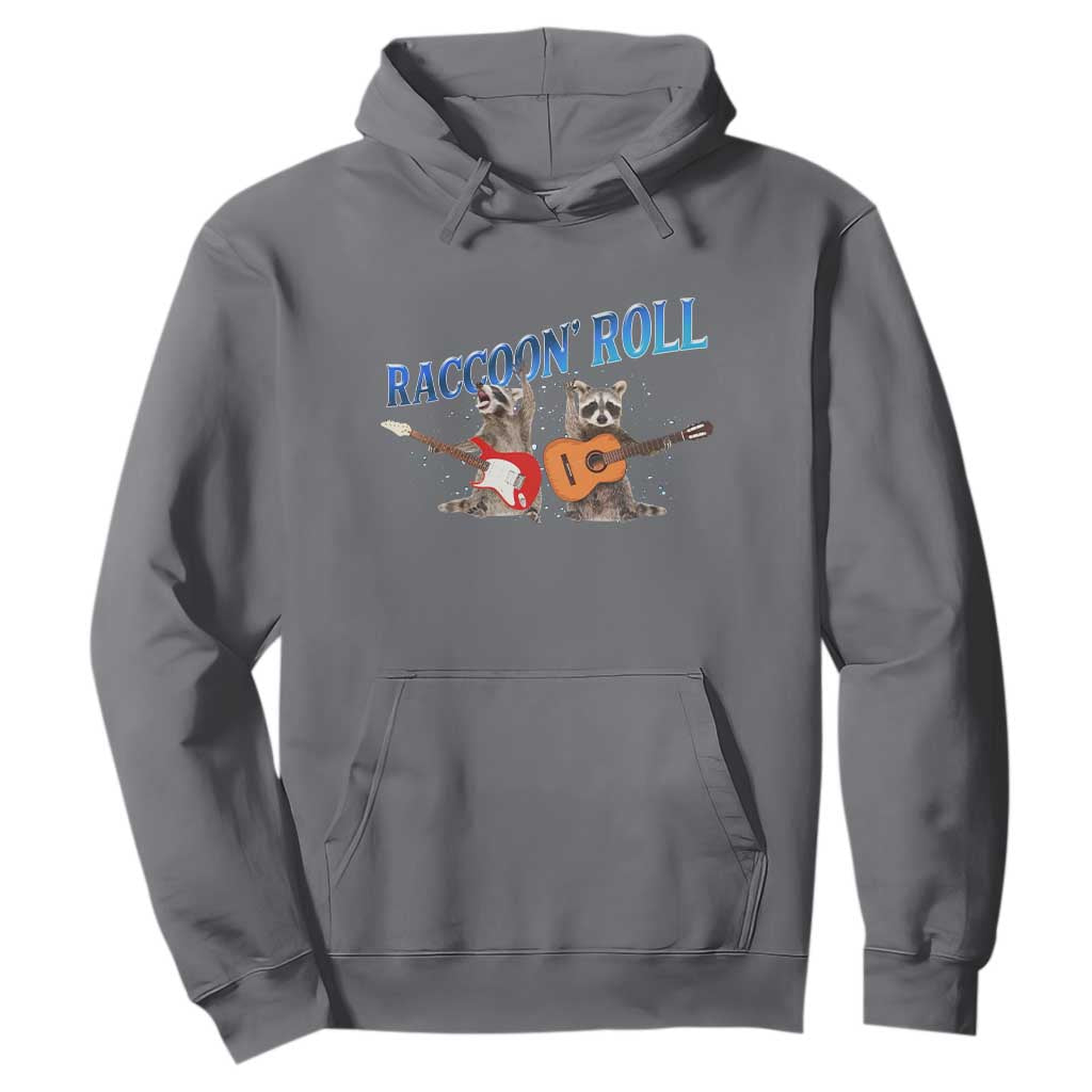Raccoon Rock And Roll Hoodie Funny Rock Band Playing Guitar Electric Music Lover TS12 Charcoal Print Your Wear