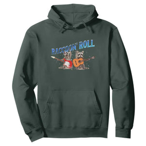 Raccoon Rock And Roll Hoodie Funny Rock Band Playing Guitar Electric Music Lover TS12 Dark Forest Green Print Your Wear