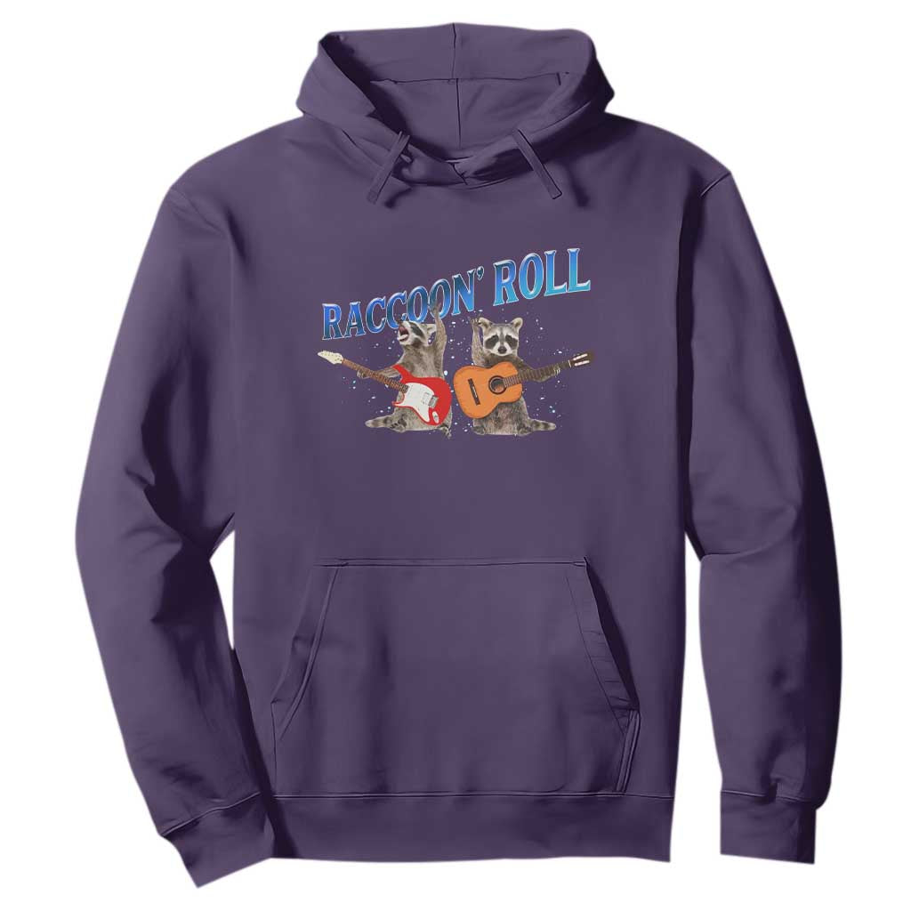 Raccoon Rock And Roll Hoodie Funny Rock Band Playing Guitar Electric Music Lover TS12 Purple Print Your Wear