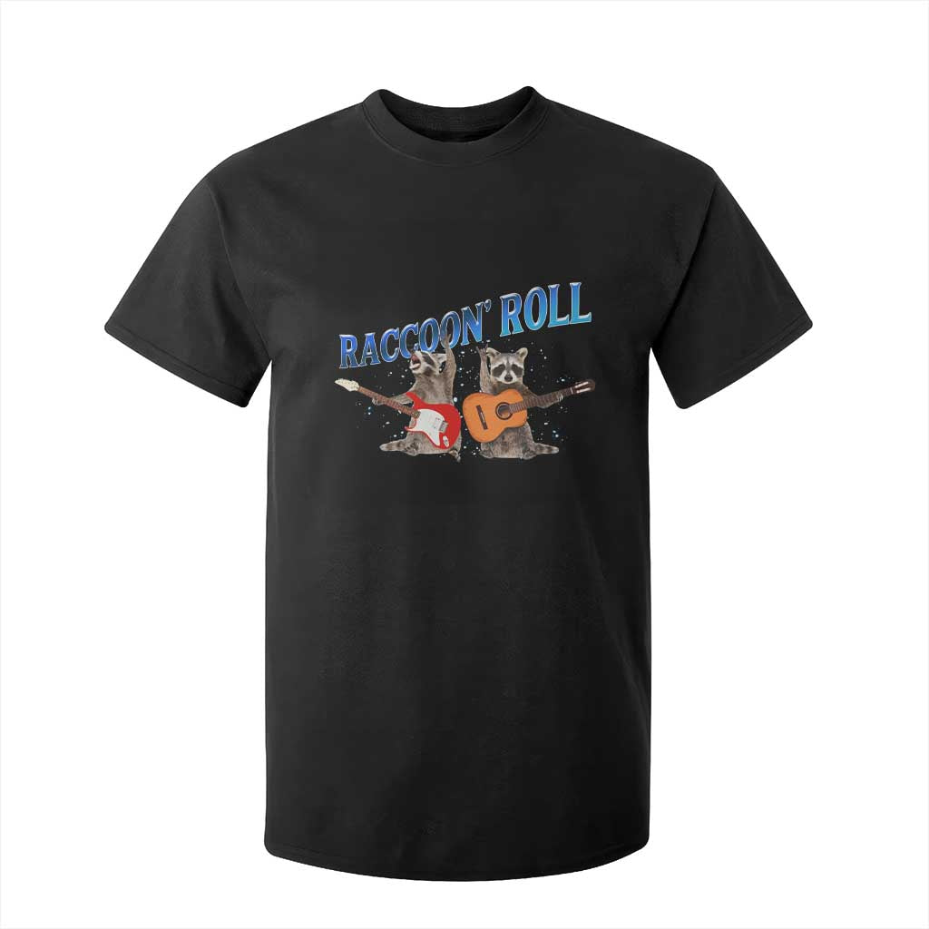 Raccoon Rock And Roll T Shirt For Kid Funny Rock Band Playing Guitar Electric Music Lover TS12 Black Print Your Wear