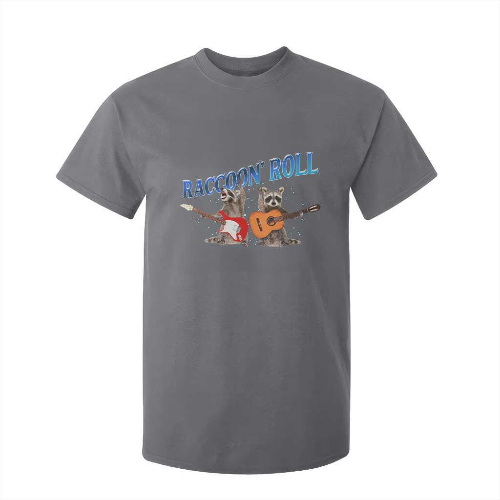 Raccoon Rock And Roll T Shirt For Kid Funny Rock Band Playing Guitar Electric Music Lover TS12 Charcoal Print Your Wear