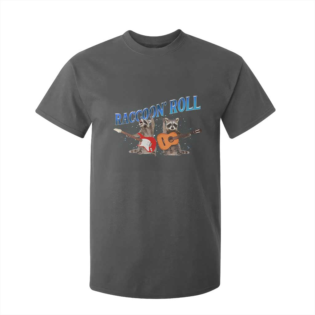 Raccoon Rock And Roll T Shirt For Kid Funny Rock Band Playing Guitar Electric Music Lover TS12 Dark Heather Print Your Wear
