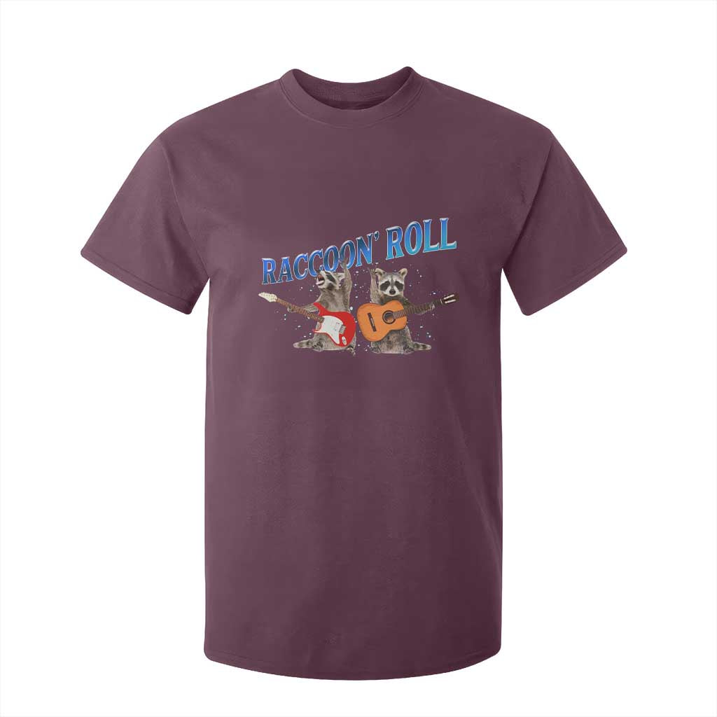 Raccoon Rock And Roll T Shirt For Kid Funny Rock Band Playing Guitar Electric Music Lover TS12 Maroon Print Your Wear