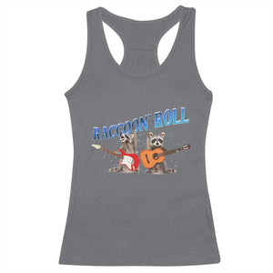 Raccoon Rock And Roll Racerback Tank Top Funny Rock Band Playing Guitar Electric Music Lover TS12 Charcoal Print Your Wear